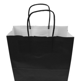 Paper Bag with Handles Kraft Black 100g/m² 22+9x23cm (250 Units)