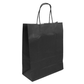 Paper Bag with Handles Kraft Black 100g/m² 25+11x31cm (25 Units) 