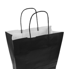 Paper Bag with Handles Kraft Black 100g/m² 25+11x31cm (250 Units)