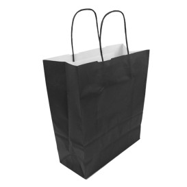 Paper Bag with Handles Kraft Black 100g/m² 25+11x31cm (250 Units)