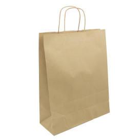 Paper Bag with Handles Kraft 100g/m² 32+12x40cm (25 Units)