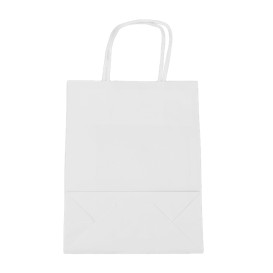 Paper Bag with Handles Kraft White 100g/m² 18+8x24cm (300 Units)