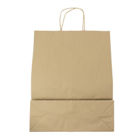 Paper Bag with Handles Kraft Hawanna 100g/m² 32+12x41cm (200 Units)