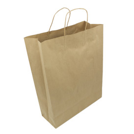 Paper Bag with Handles Kraft Hawanna 100g/m² 32+12x41cm (200 Units)