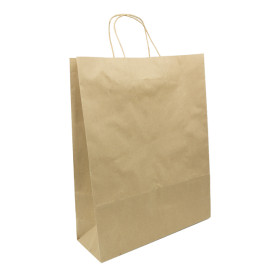 Paper Bag with Handles Kraft Hawanna 100g/m² 32+12x41cm (200 Units)