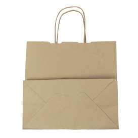 Paper Bag with Handles Kraft Brown 100g/m² 27+14x26cm (25 Units) 