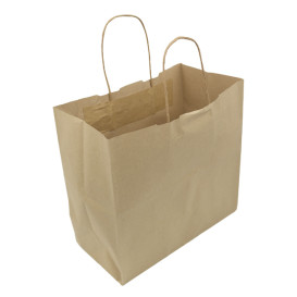 Paper Bag with Handles Kraft Brown 100g/m² 27+14x26cm (200 Units)