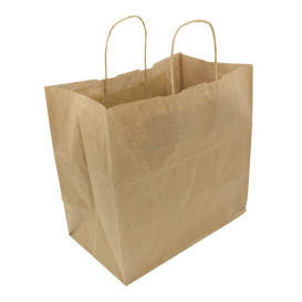 Paper Bag with Handles Kraft Brown 80g/m² 30+18x29cm (250 Units)