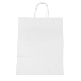 Paper Bag with Handles Kraft White 100g/m² 32+12x41cm (25 Units) 