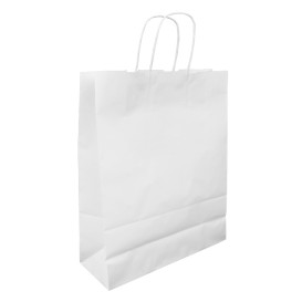 Paper Bag with Handles Kraft White 100g/m² 32+12x41cm (200 Units)