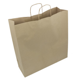 Paper Bag with Handles Kraft Brown 100g/m² 44+15x46cm (25 Units) 