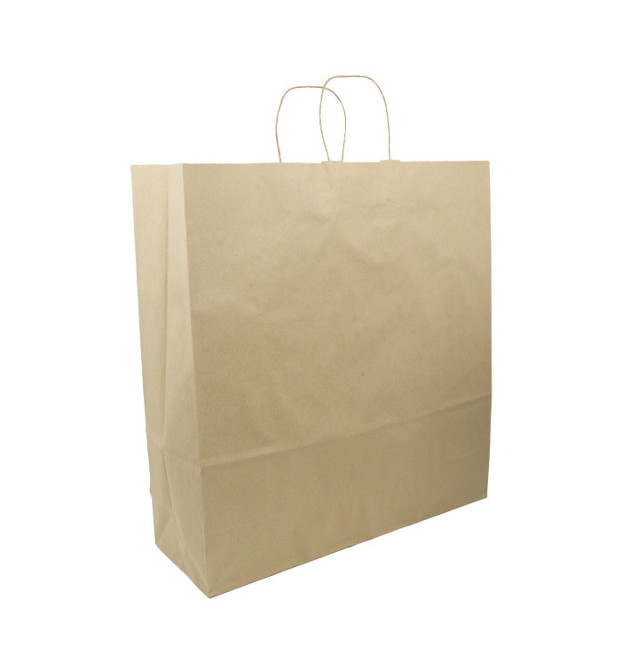 Paper Bag with Handles Kraft Hawanna 100g/m² 46+16x49cm (50 Units) 