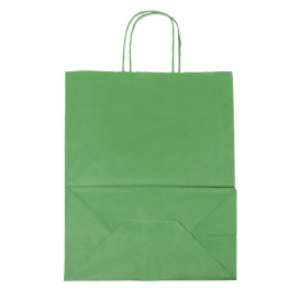 Paper Bag with Handles Kraft Green 80g/m² 26+14x32cm (50 Units) 