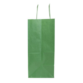 Paper Bag with Handles Kraft Green 80g/m² 26+14x32cm (50 Units) 