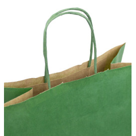 Paper Bag with Handles Kraft Green 80g/m² 26+14x32cm (50 Units) 