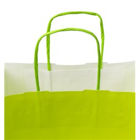 Paper Bag with Handles Green 100g/m² 22+9x23cm (250 Units)