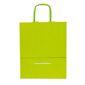 Paper Bag with Handles Green 100g/m² 22+9x23cm (250 Units)