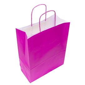 Fuchsia paper bag with handles 100g/m² 22+9x23cm (200 units)