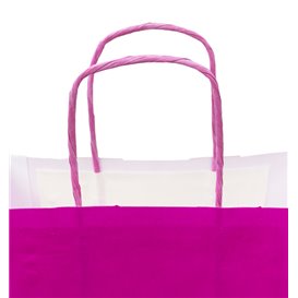 Fuchsia paper bag with handles 100g/m² 22+9x23cm (200 units)