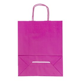 Fuchsia paper bag with handles 100g/m² 22+9x23cm (200 units)