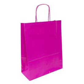 Fuchsia paper bag with handles 100g/m² 22+9x23cm (200 units)