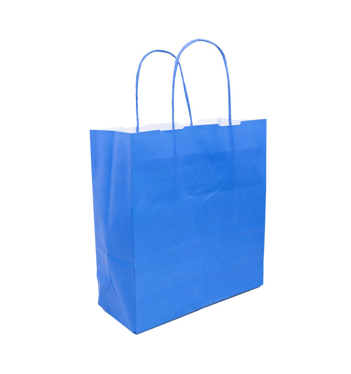 Paper Bag with Handles Turquoise 100g/m² 22+9x23cm (25 Units) 