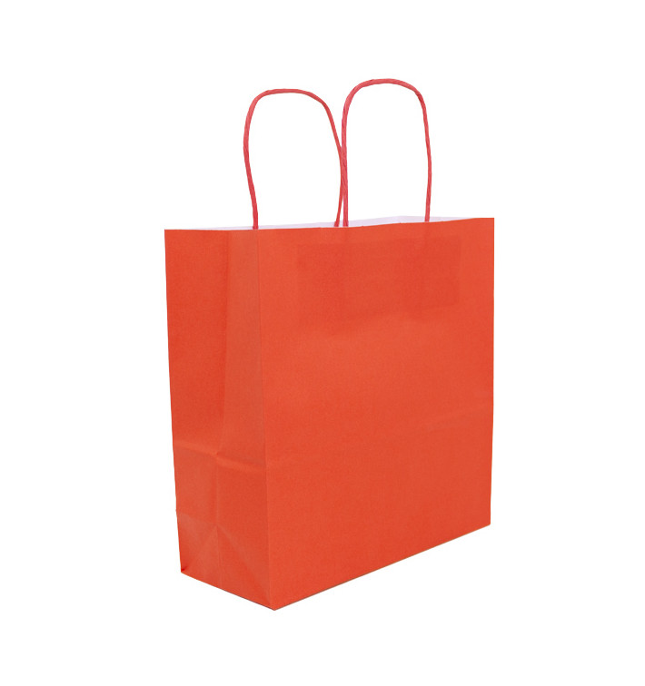 Paper Bag with Handles Kraft Red 100g/m² 22+9x23cm (250 Units)