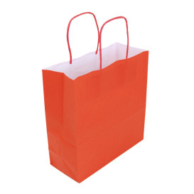 Paper Bag with Handles Kraft Red 100g/m² 22+9x23cm (250 Units)