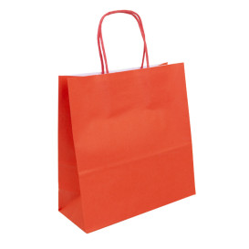 Paper Bag with Handles Kraft Red 100g/m² 22+9x23cm (250 Units)