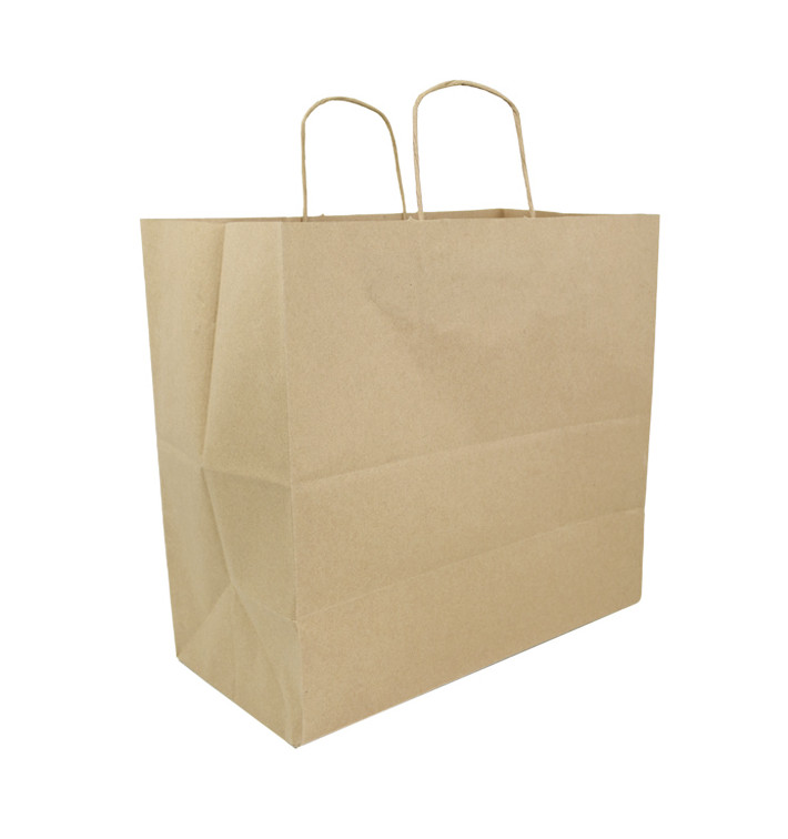 Paper Bag with Handles Kraft Brown 100g/m² 35+18x34cm (250 Units)