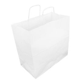 Paper Bag with Handles Kraft White 100g/m² 35+18x34cm (25 Units) 