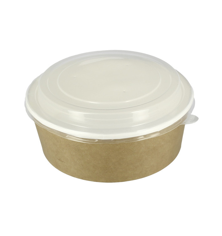 Paper Soup Bowl with Lid Kraft PP 33Oz/1000ml (25 Units)