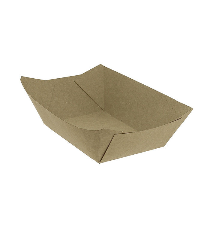 Paper Food Boat Tray Kraft-Kraft 350ml 10,6x7,3x4,5cm (25 Units) 