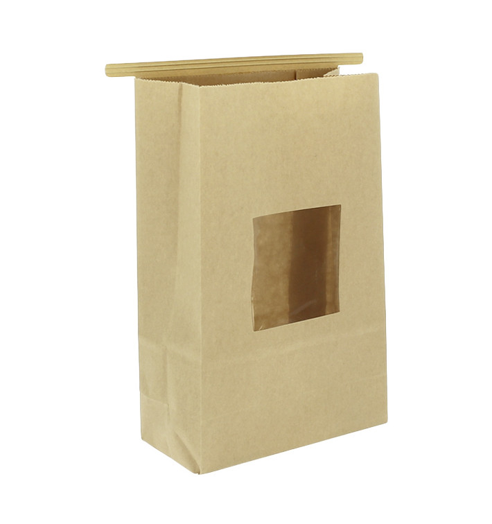 Paper Bag without Handle Kraft and Window 15+7x23cm (1000 Uds)