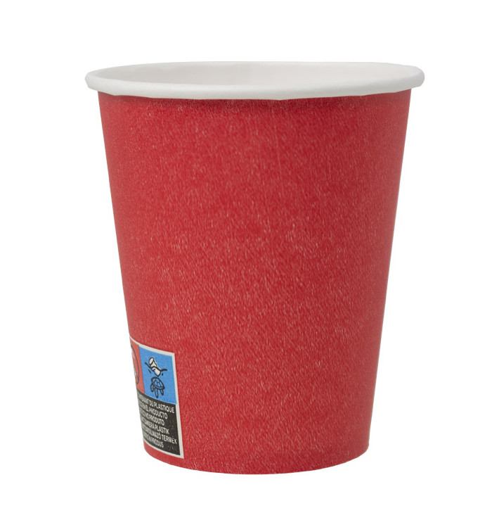 Plastic-Free Paper Cup 9 Oz/250ml "Colors" Red Ø8,0cm (300 Units)