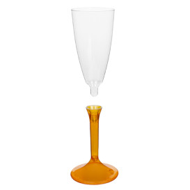 Plastic Stemmed Flute Sparkling Wine Orange Clear 120ml 2P (40 Units)