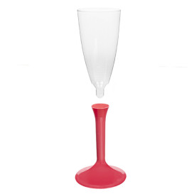 Plastic Stemmed Flute Sparkling Wine Coral 120ml 2P (200 Units)