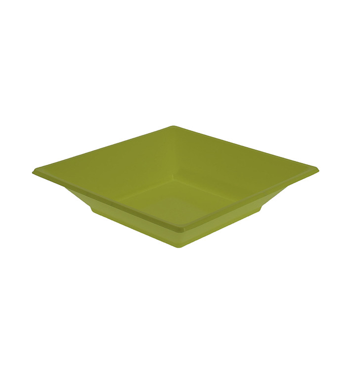 Plastic Plate Deep Square shape Pistachio Green 17 cm (5 Units) 