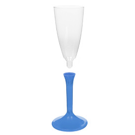 Plastic Stemmed Flute Sparkling Wine Blue Clear 120ml 2P (200 Units)