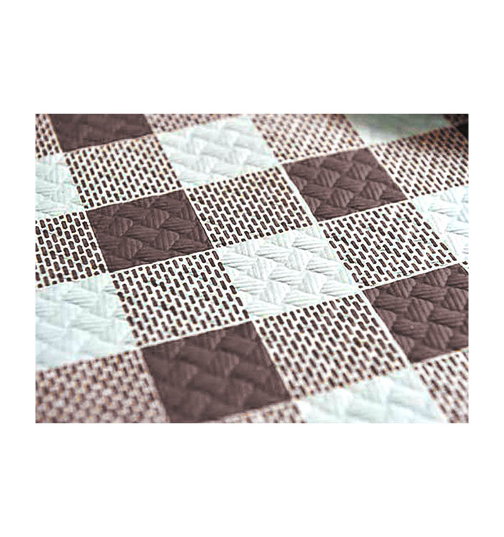 Pre-Cut Paper Tablecloth Brown Checkers 40g 1,2x1,2m (400 Units)