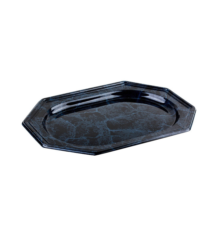 Plastic Tray Octogonal Shape Marble 36x24 cm (50 Uds)