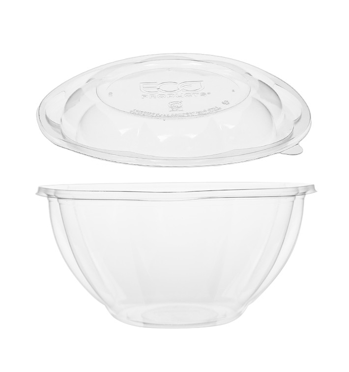 Eco-Products Clear Disposable PLA Plastic Salad Bowl with Lid, Eco-Friendly  Compostable Take Out Salad Container, 24 oz, Case of 150