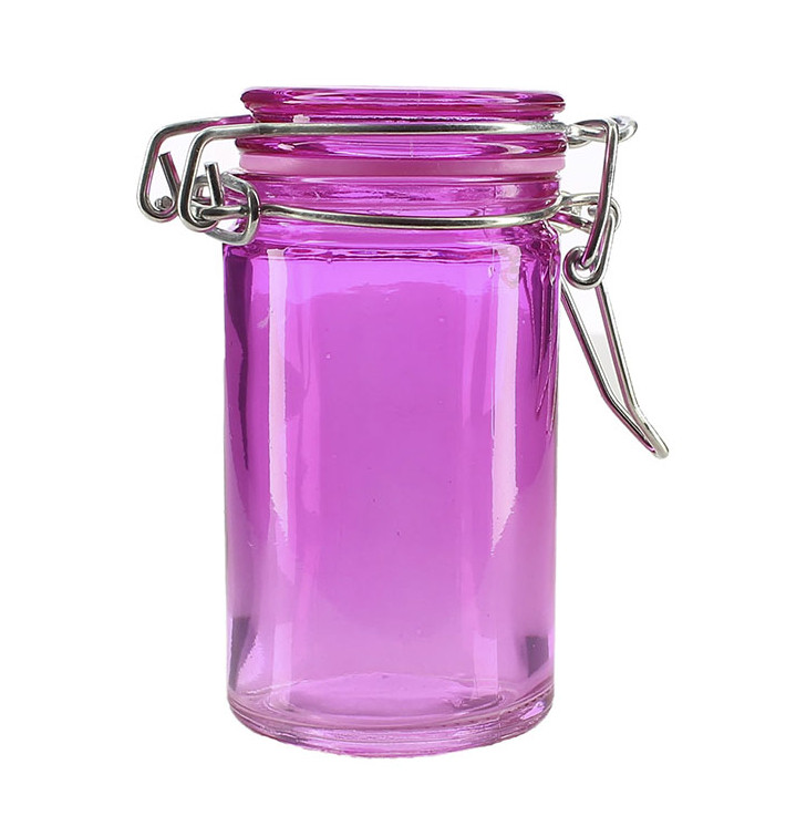 Glass Storage Jar Airtight Lilac 70ml Ø4,5x8cm (8 Units) 