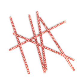 Paper Straw Straight Red and White Ø0,6cm 20cm (6000 Units)