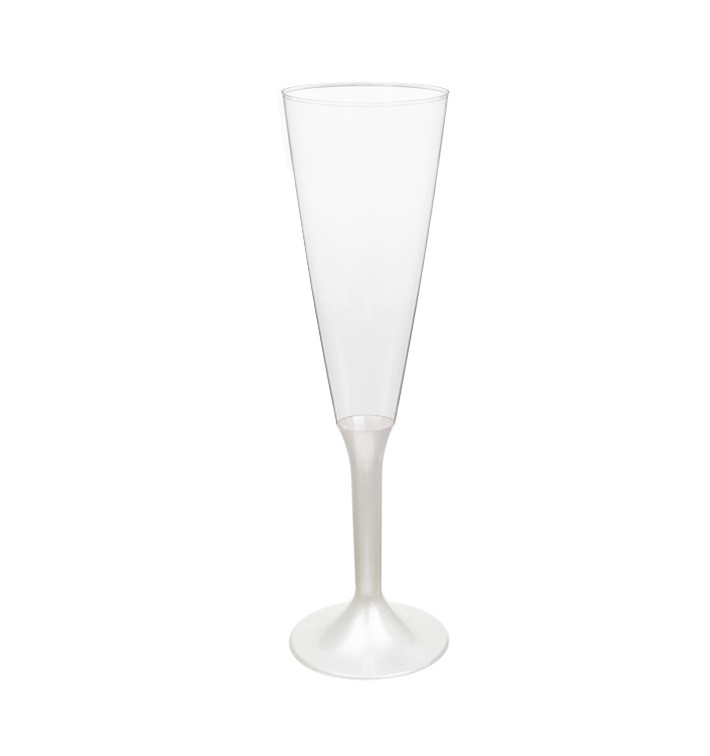 Plastic Stemmed Flute Sparkling Wine White Pearl 160ml 2P (200 Units)