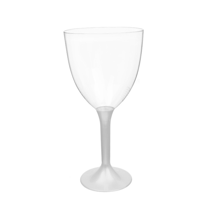 Plastic Stemmed Glass Wine White Pearl Removable Stem 300ml (200 Units)