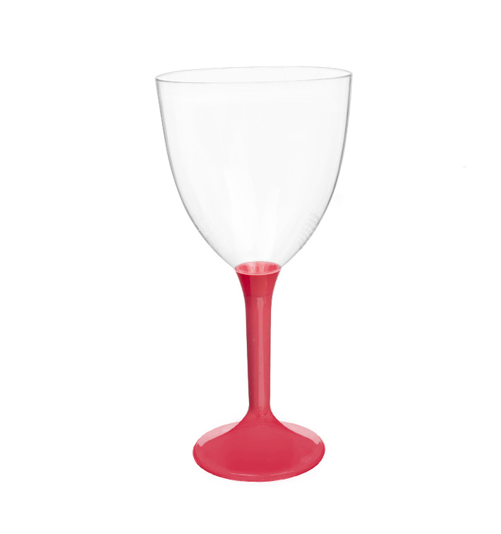 Plastic Stemmed Glass Wine Coral Removable Stem 300ml (20 Units)