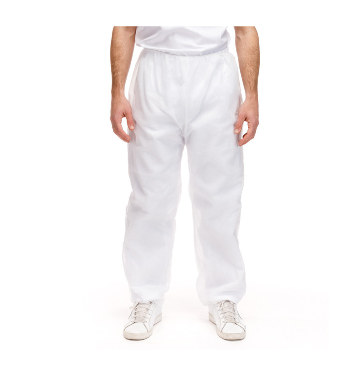 Disposable Plastic Trousers "TST" PP White 30gr. (50 Units)