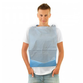 Disposable Adult Bib with Pocket Blue 36x65cm (125 Units)  