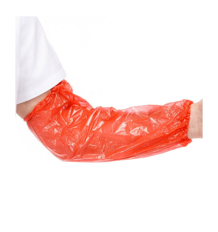 Disposable Plastic Over Sleeve PE Red G80 18x44cm (100 Units)  